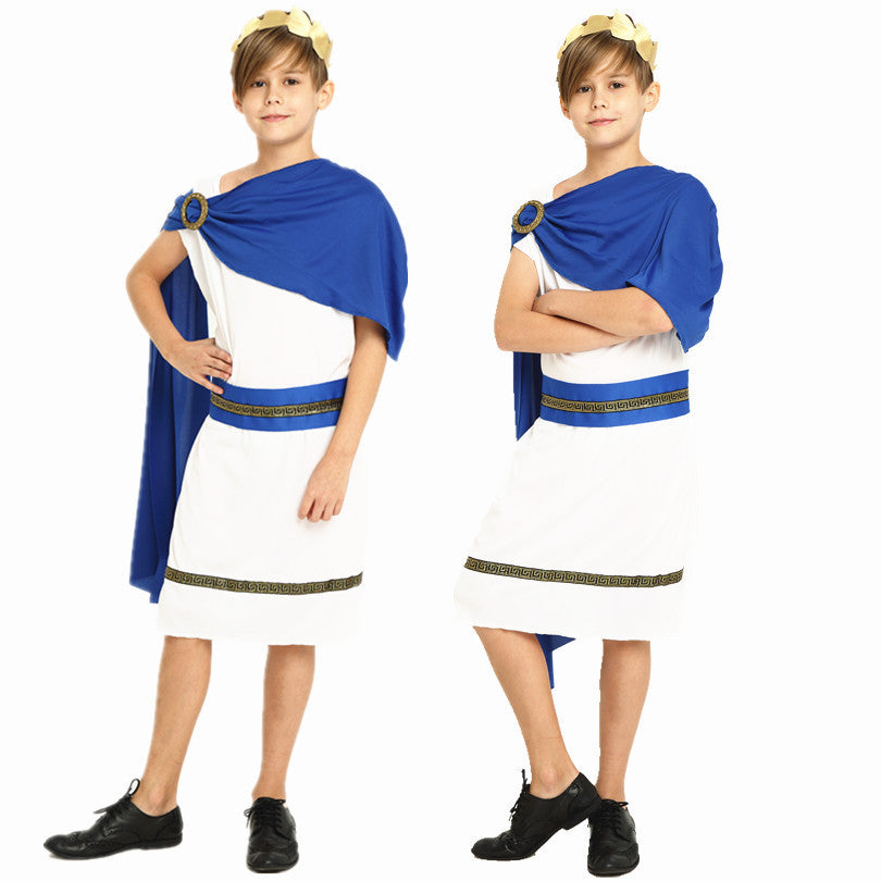 Griechisches Toga-Kostüm für Jungen, für Kinder, Party, Halloween, Cosplay, Outfit-Set