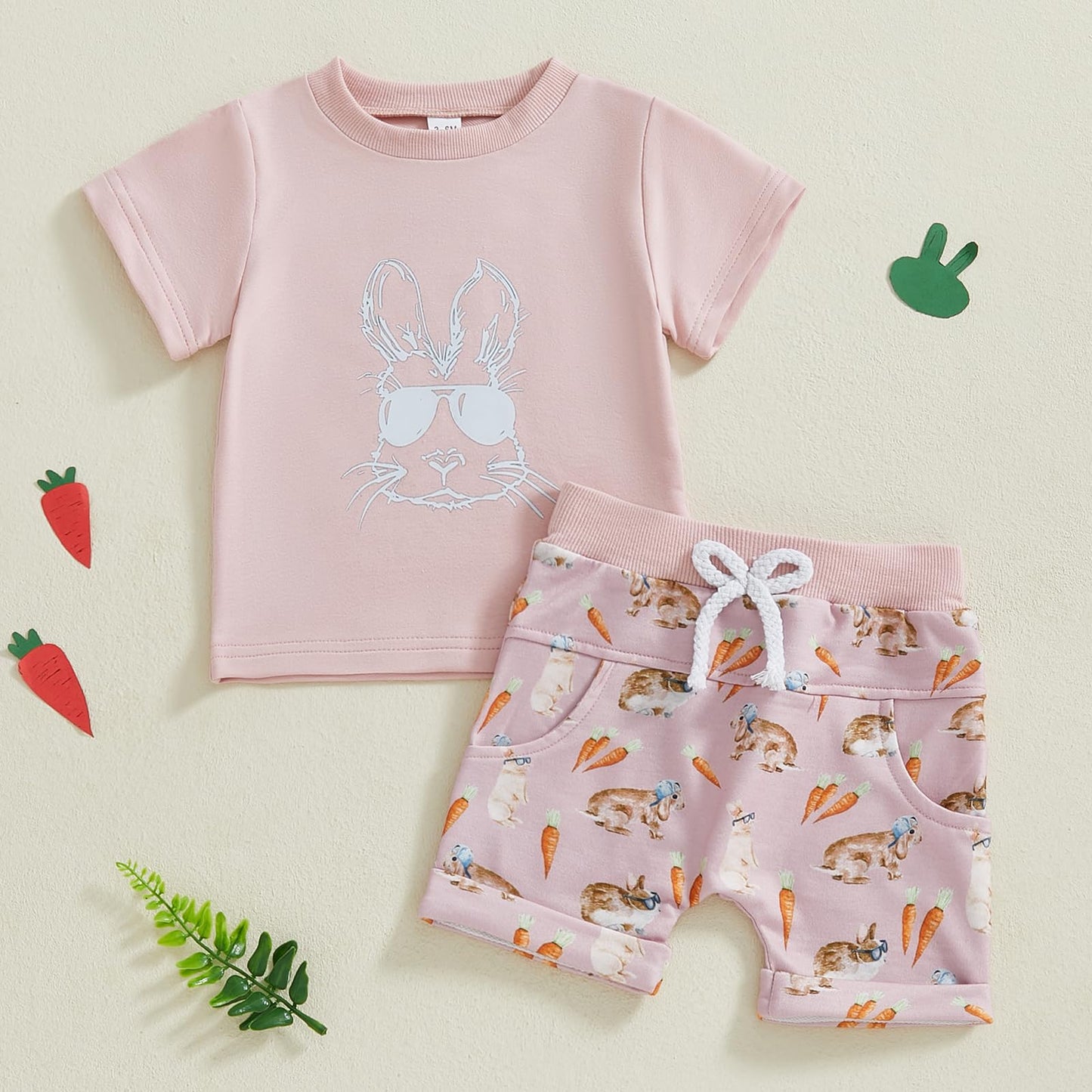 Süßes Osterhasen-Set – Kleinkinder-Hase-Shirt & Shorts für Jungen & Mädchen