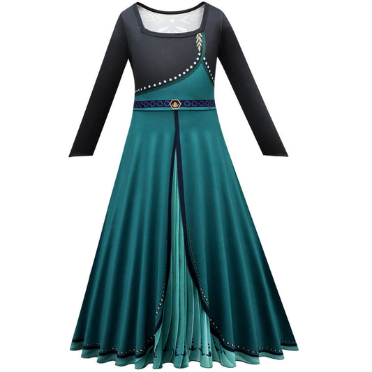 Snow Queen Anna Dress Kids Party Cosplay Outfit Ice Princess Costume Dress with Cloak