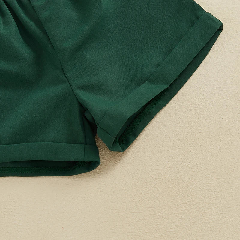 2-teiliges Oster-Outfit für Babys und Kleinkinder, Jungen, kurzärmliges Oberteil mit Knopfleiste und Fliege und einfarbigen Shorts