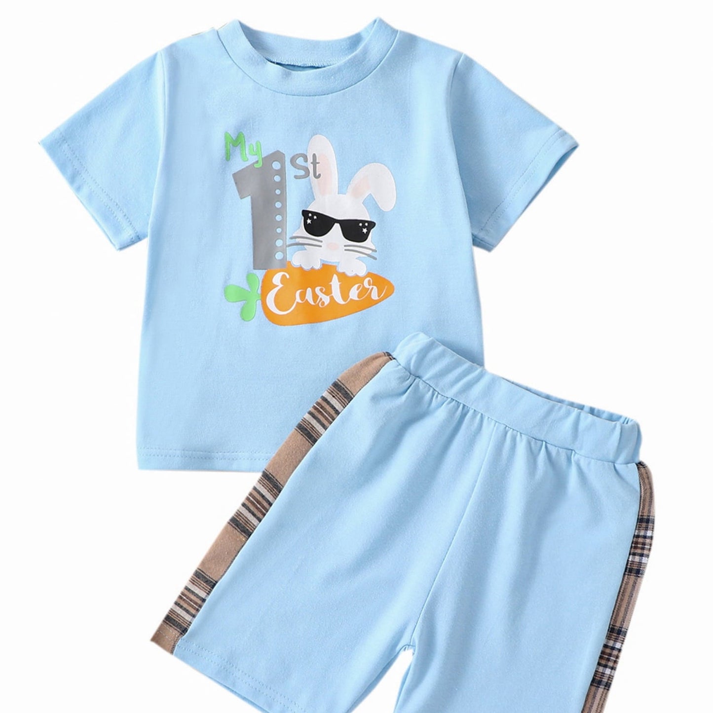 Osterkleidung für Babys Jungen – 2-teiliges T-Shirt- und Shorts-Set mit Hasen-Print (12M-4T)