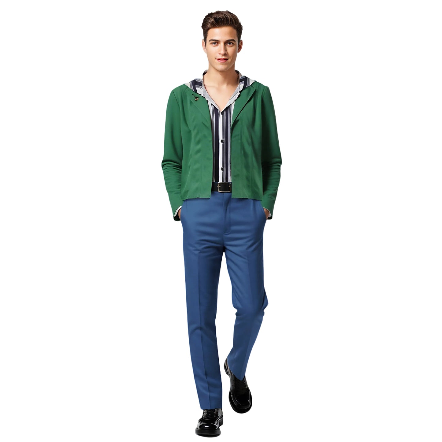 Herren Prinzen-Outfit, Jacke, Hose, Sweatshirt und Gürtel, 4-teiliger Anzug