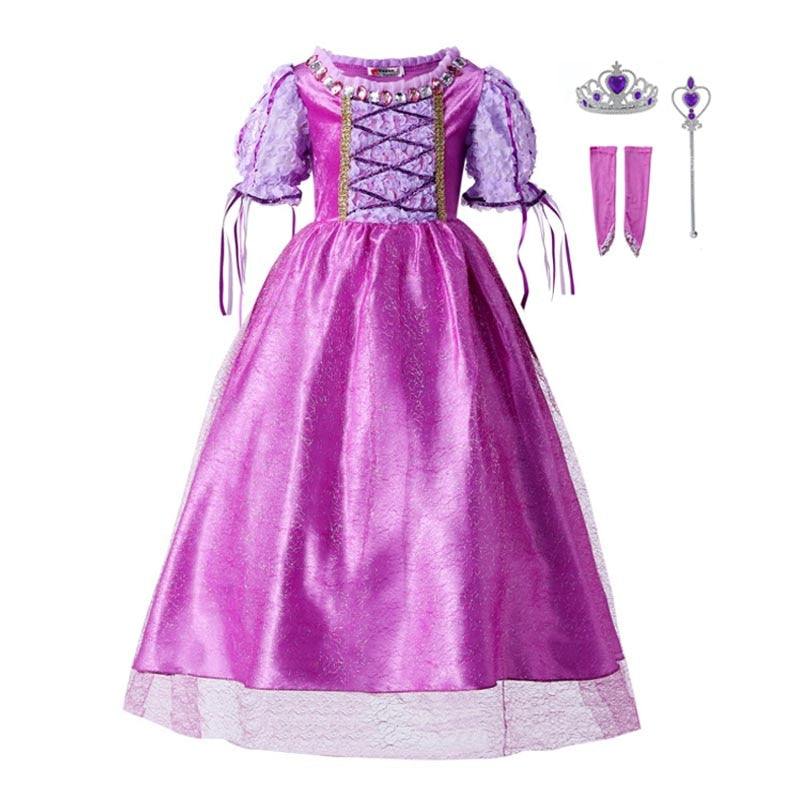 Girls Princess Dress Longest Hair Princess Outfit Fairy Tales Cosplay Costume