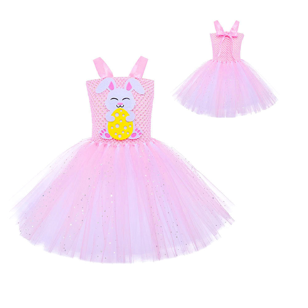 Mädchen Osterkleid Niedliches Häschenkostüm Rosa Kleid mit Stirnband 2-teilig Anzug für Partys