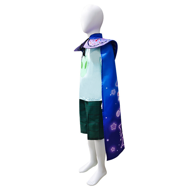 Boys Earth Commissioner Elio Cosplay Tops Shorts Cloak Halloween Costume