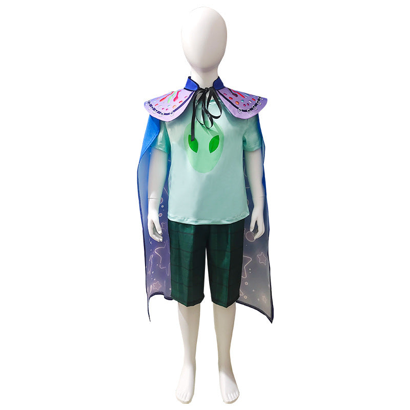 Boys Earth Commissioner Elio Cosplay Tops Shorts Cloak Halloween Costume