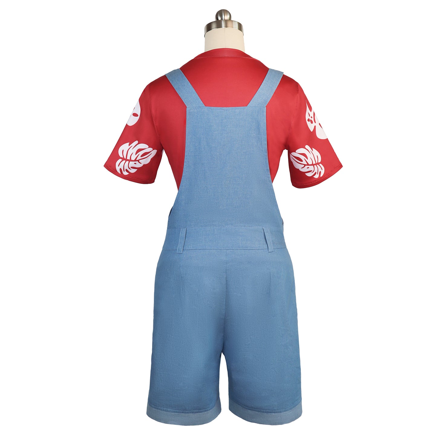 Girls Lilo Pelekai Costume Leaf Print T-Shirt and Overall Shorts Outfit Set