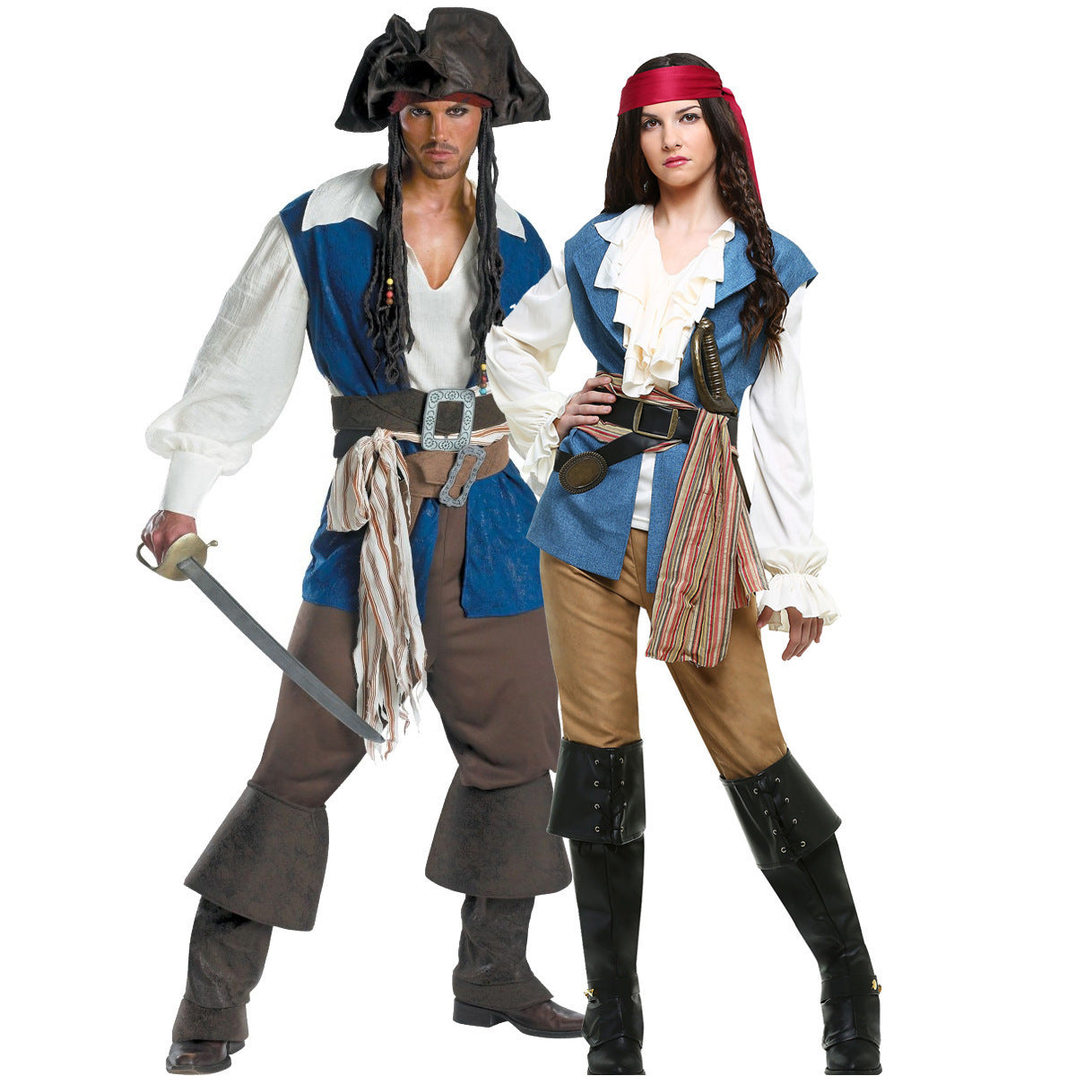 Adult Pirates of The Caribbean Captain Jack Sparrow Costume for Women and Men