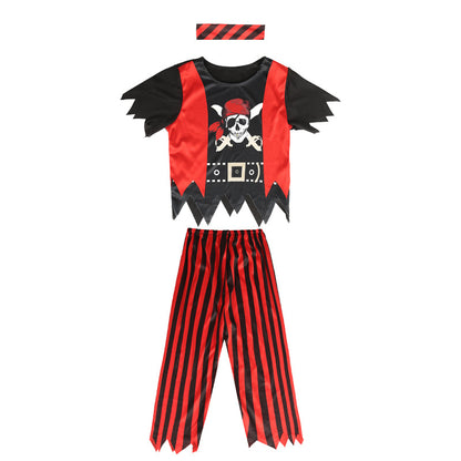 Boys Cosplay Pirates of the Caribbean Costume Captain Jack Sparrow Fancy Party Set