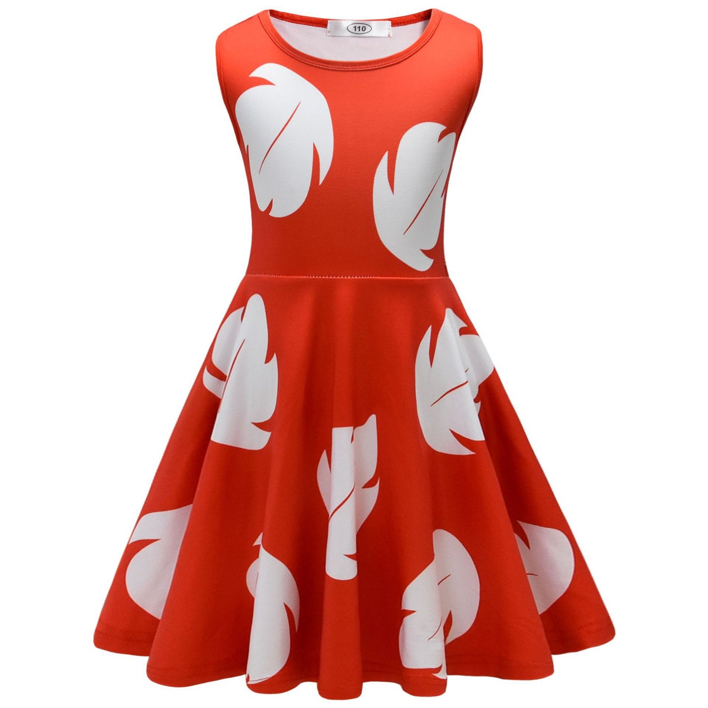 Girls Red Princess Leaf Lilo Dress Hawaiian Costume for Girls Birthday Outfit Halloween Party Wear