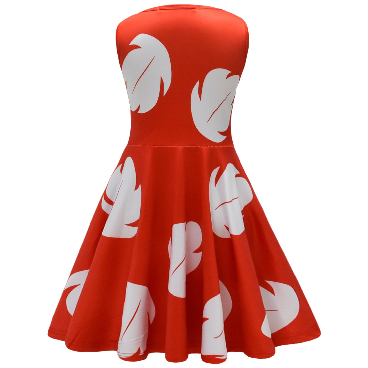 Girls Red Princess Leaf Lilo Dress Hawaiian Costume for Girls Birthday Outfit Halloween Party Wear