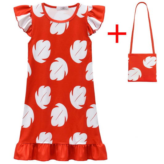 Lilo Pelekai Costume for Girls Christmas Costume for Girls Red Leaf Dress