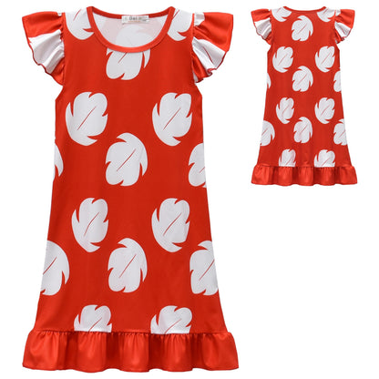 Lilo Pelekai Costume for Girls Christmas Costume for Girls Red Leaf Dress