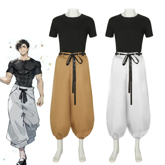 Mens Anime Touji Fushiguro Cosplay Costume Short Sleeve Top Pant Outfit Fushiguro Toji Cosplay Suit Halloween Costume
