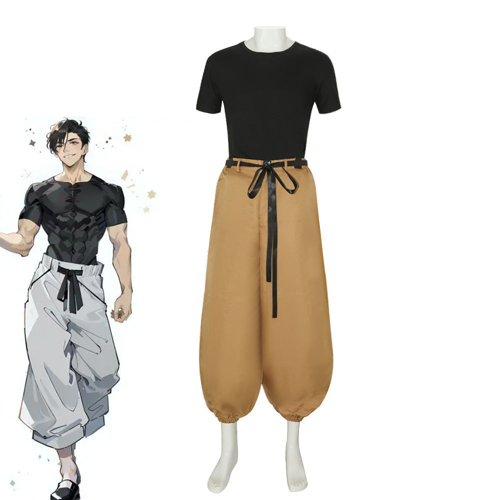 Mens Anime Touji Fushiguro Cosplay Costume Short Sleeve Top Pant Outfit Fushiguro Toji Cosplay Suit Halloween Costume