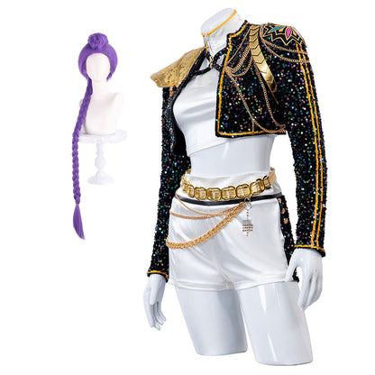 Pop Stars Costume Golden Black White Dance Outfit Stage Performance Suit