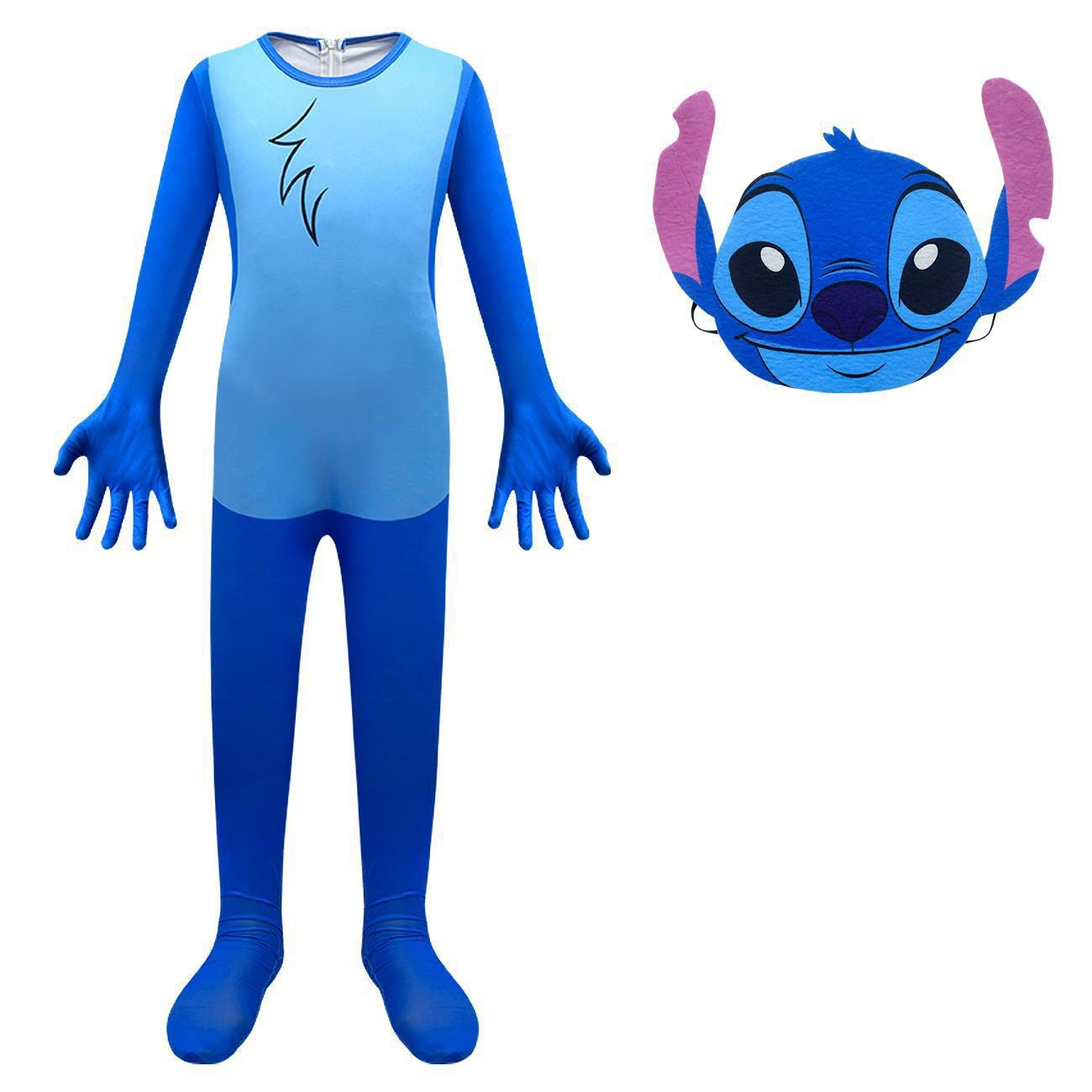 Kids Anime Stitch Jumpsuit with Mask Set Outfit Children Role Play Halloween Cosplay Costume