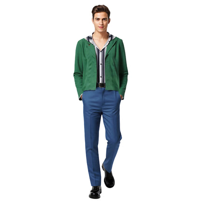 Mens Prince Outfit Jacket Pants Sweatshirt and Belt 4pcs Suit