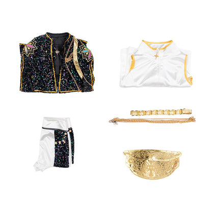 Pop Stars Costume Golden Black White Dance Outfit Stage Performance Suit