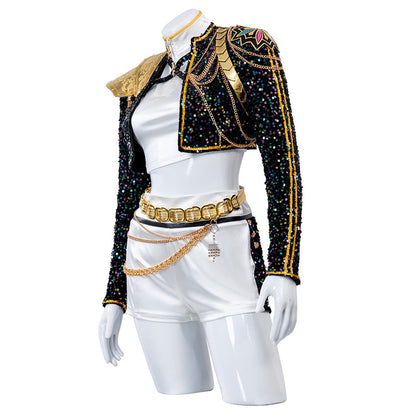 Pop Stars Costume Golden Black White Dance Outfit Stage Performance Suit