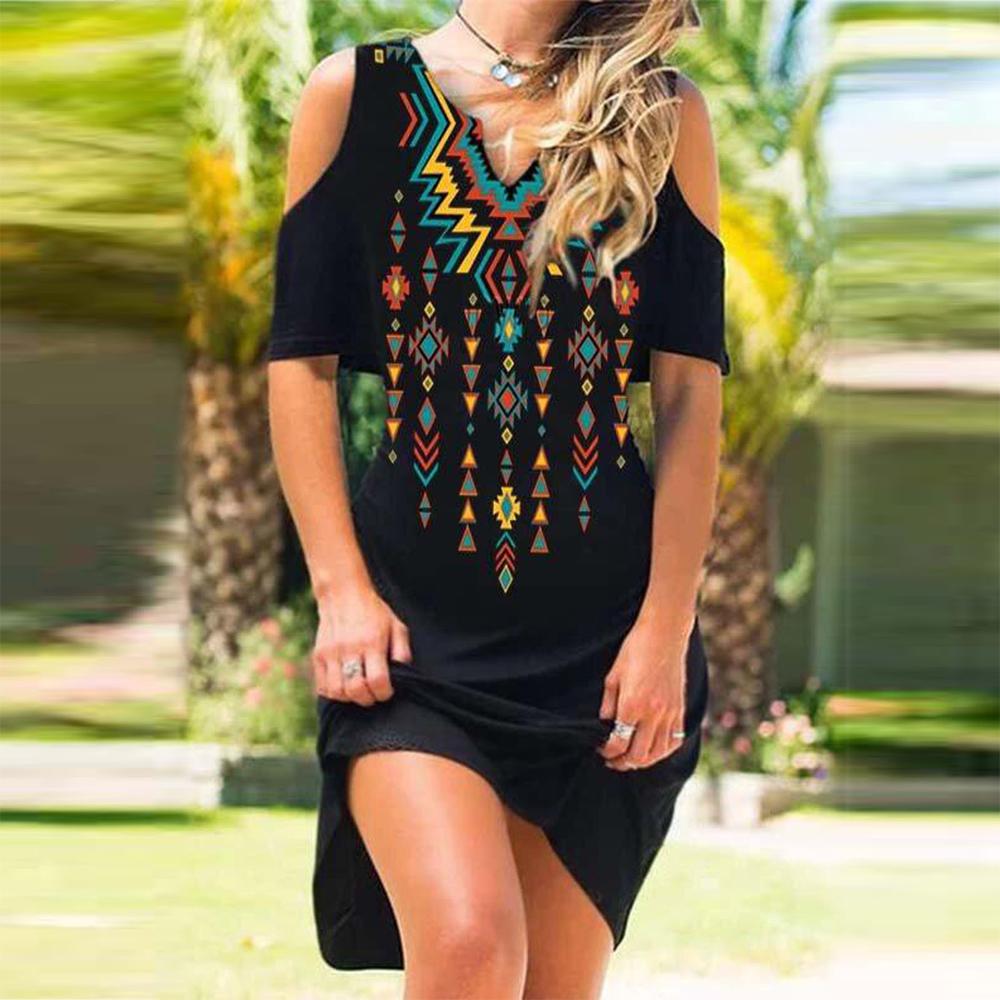 Cold Shoulder Floral Printed Women Dress